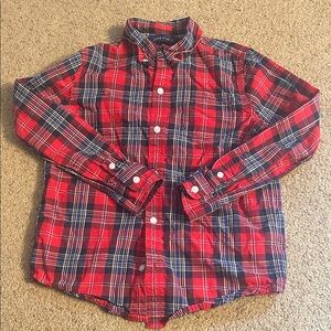 Janie and Jack Red and Navy Plaid Button-Down Shirt